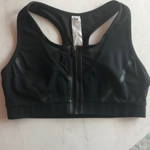 Fabletics Black zip front high impact sports bra